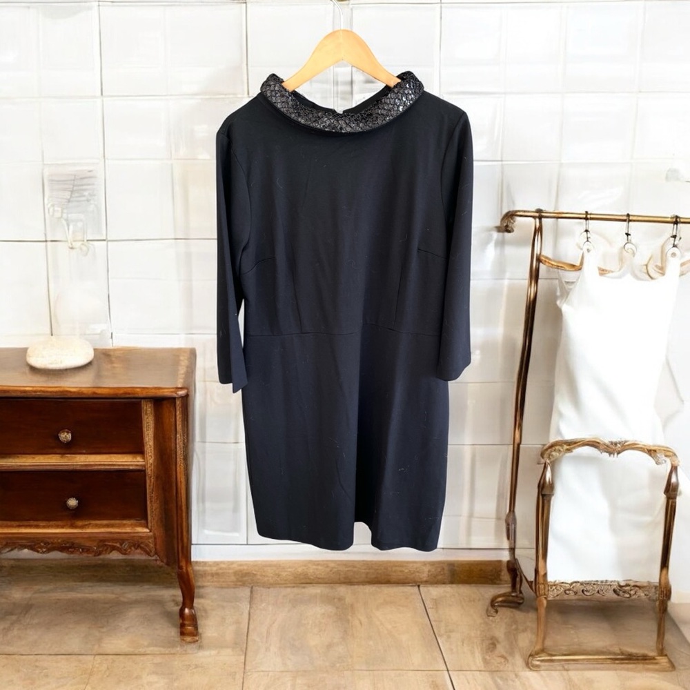 Talbots Black Cowl Neck Long Sleeve Dress